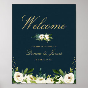 Poster sinal de boas-vindas ao casamento do ivory white f
