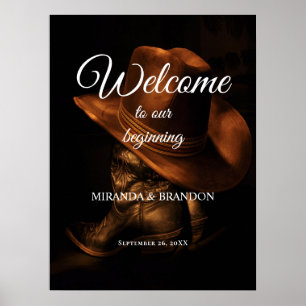 Poster Sinal de boas-vindas ao Casamento Rustic Cowboy Bo