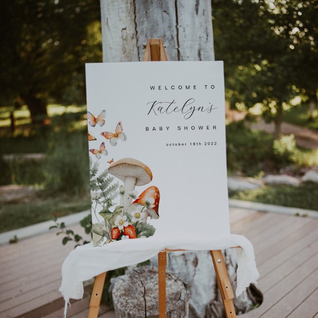 Poster Sinal de boas-vindas ao Chá de fraldas de cogumelo (Criador carregado)