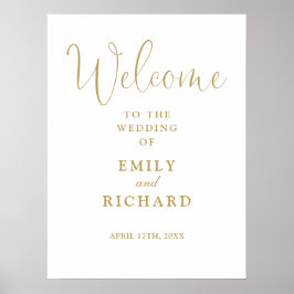 Poster Sinal de Boas-vindas ao Dourado Casamento Elegante