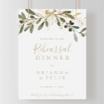 Poster Sinal de boas-vindas ao ensaio de queda de verde D<br><div class="desc">Este sinal de boas-vindas do ensaio de queda verde-ouro é perfeito para um ensaio de casamento moderno. A design apresenta uma fascinante folhagem artística verde e dourada.</div>