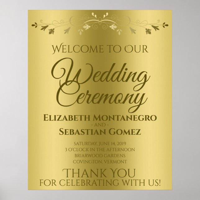 Poster Sinal de Boas-Vindas ao Nosso Casamento com Gradie (Frente)