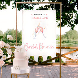 Poster Sinal de Boas-Vindas Aquarela Rosa para Brunch de