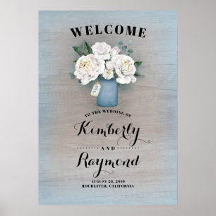 Poster Sinal de boas-vindas azul empoeirado do casamento