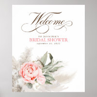 Sinal de Boas-vindas Botânico Floral Rosa Pampas