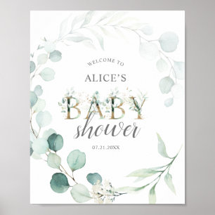 Poster Sinal de boas-vindas Chá de fraldas Eucalyptus Bot