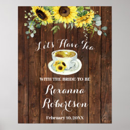 Poster Sinal de Boas-vindas Chá de Noiva Girassóis Sinal
