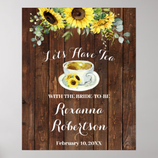 Poster Sinal de Boas-vindas Chá de Noiva Girassóis Sinal