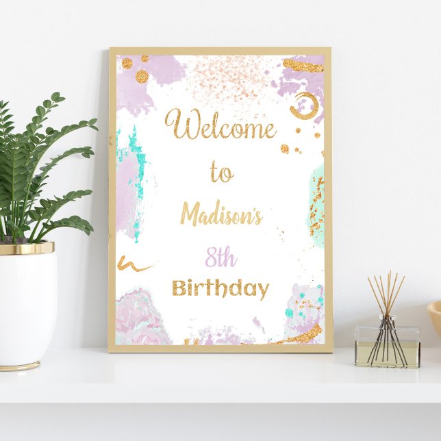 Poster Sinal de Boas-vindas Colorida Paint Birthday (Paint Birthday Welcome Signs)