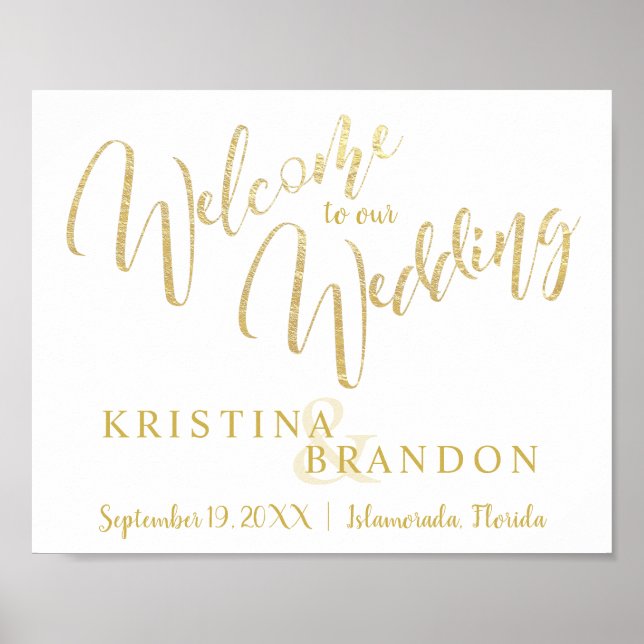 Poster Sinal de Boas-vindas com Dourada Inscrição de Cham (Frente)