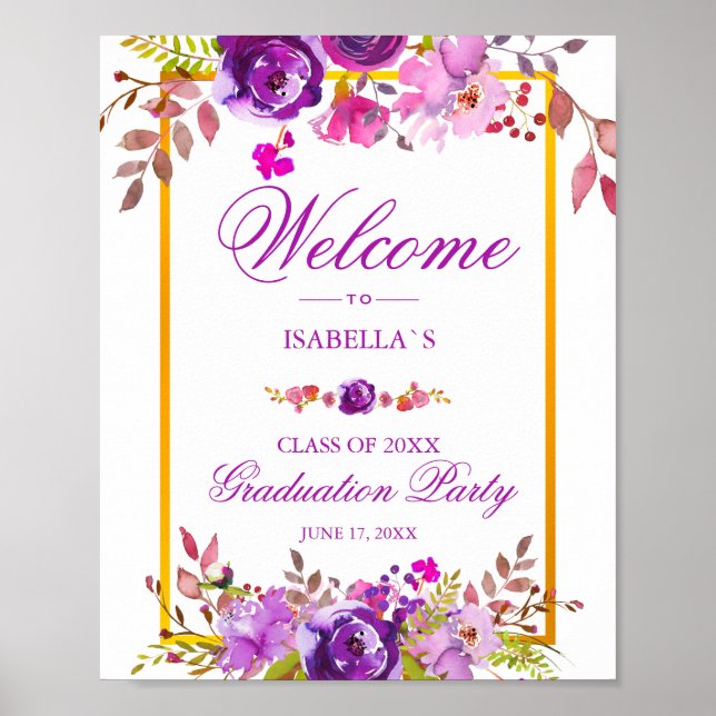 Poster Sinal de boas-vindas | Corpo Dourado Elegante (Frente)