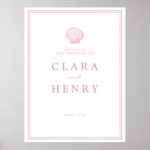 Poster Sinal de Boas-Vindas Costeiro Concha Rosa Rubor