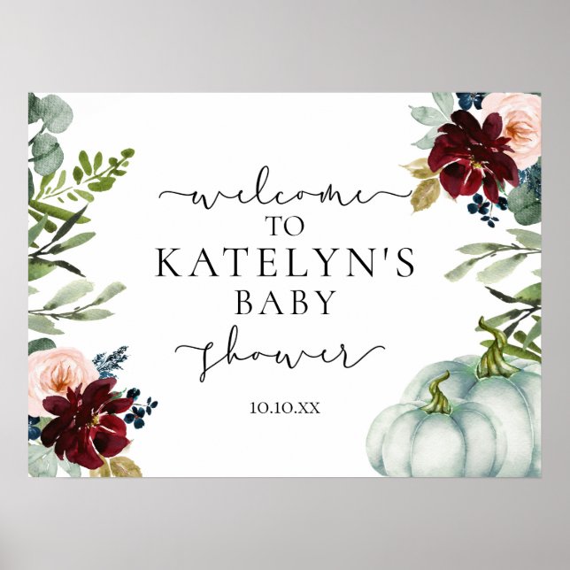 Poster Sinal de boas-vindas da abóbora branca (Frente)