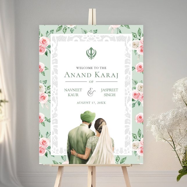 Poster Sinal de Boas-vindas da Anand Karaj, Floral Rosa R (Criador carregado)