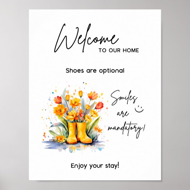 Poster Sinal de Boas-vindas da Casa de Aluguer de Férias (Frente)