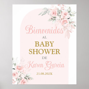 Poster Sinal de boas-vindas da Chá de fraldas rosa-rosa