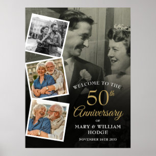 Poster Sinal de boas-vindas da Colagem de Fotos do 50º An