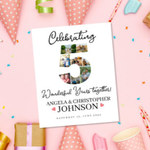 Poster Sinal de Boas-vindas da Colagem de Fotos do 5 Wedd