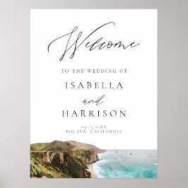 Poster Sinal de boas-vindas da costa do Watercolor Big Su