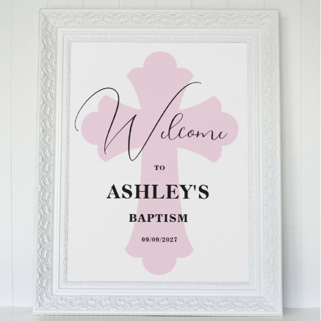 Poster Sinal de boas-vindas da Cruz rosa claro (Criador carregado)