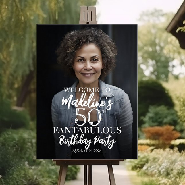 Poster Sinal de boas-vindas da festa de aniversário com f (Criador carregado)