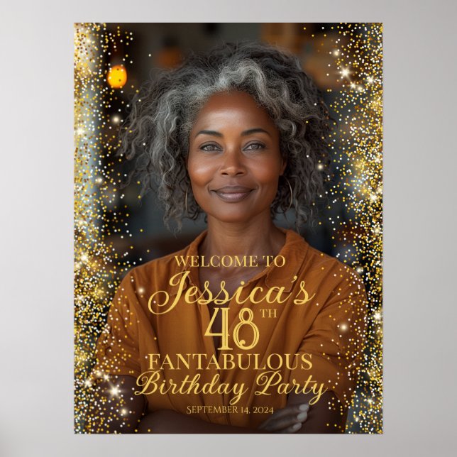 Poster Sinal de boas-vindas da festa de aniversário com f (Frente)