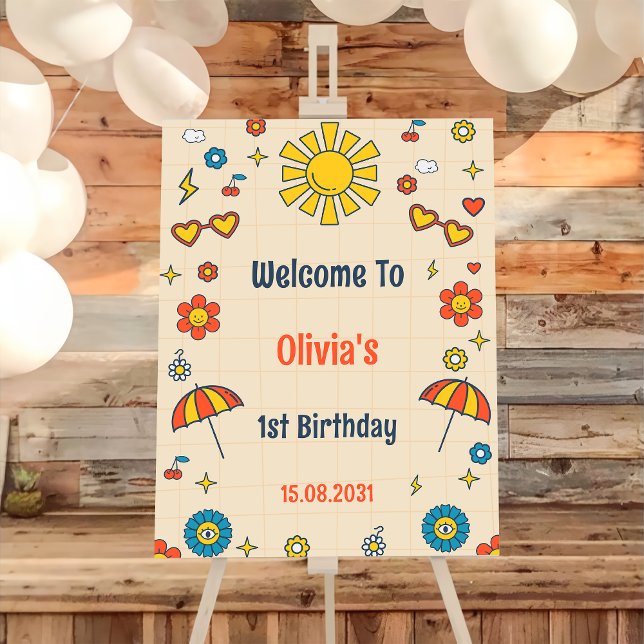 Poster Sinal de boas-vindas da Festa de aniversário do Gr (Criador carregado)