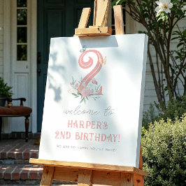 Poster Sinal de boas-vindas da Festa de aniversário Flora