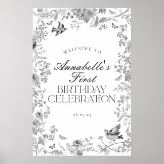 Poster Sinal de boas-vindas da Festa de aniversário Flora