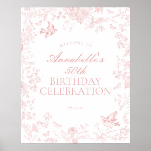 Poster Sinal de boas-vindas da Festa de aniversário Rosa