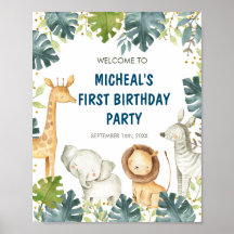 Sinal de boas-vindas da Festa de aniversário selva