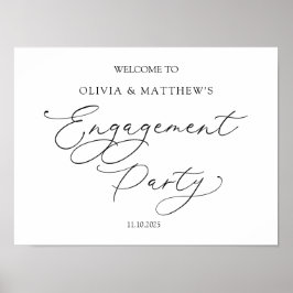 Poster Sinal de boas-vindas da Festa de noivado clássica