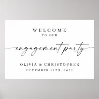 Sinal de boas-vindas da Festa de noivado minimalis