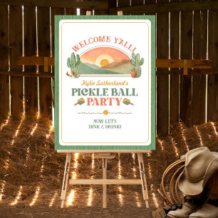 Poster Sinal de Boas-Vindas da Festa de Pickleball Wester
