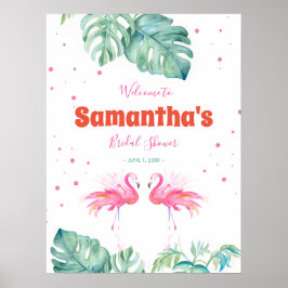 Poster Sinal de Boas-Vindas da Festa do Flamingo Tropical
