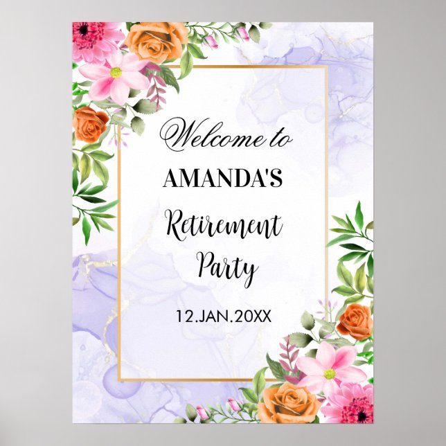 Poster Sinal de Boas-vindas da Flowers Retirement Party (Frente)