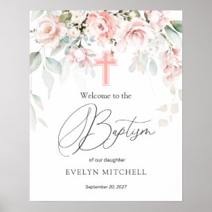 Poster Sinal de boas-vindas da Foliage Cross Baptism Rose