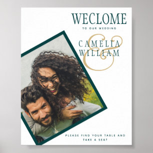 Poster SINAL DE Boas-vindas da FOTO Dourada do Casamento