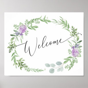 Poster Sinal de boas-vindas da lavanda - casamento ou chu