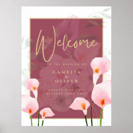 Poster Sinal de Boas-vindas da Lily Calla Rosa Moderna