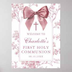 Poster Sinal de Boas-Vindas da Primeira Comunhão Floral c