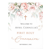 Sinal de Boas-vindas da Primeira Comunhão Rosa