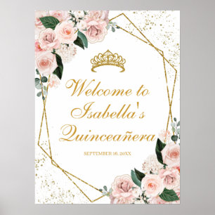 Poster Sinal de boas-vindas da Quinceanera, cor-de-rosa,