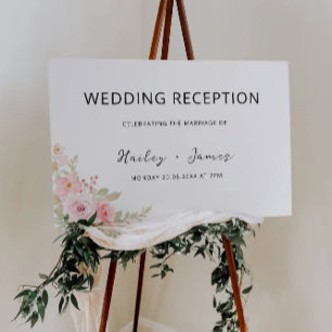 Poster Sinal de boas-vindas da Recepção de casamento rosa