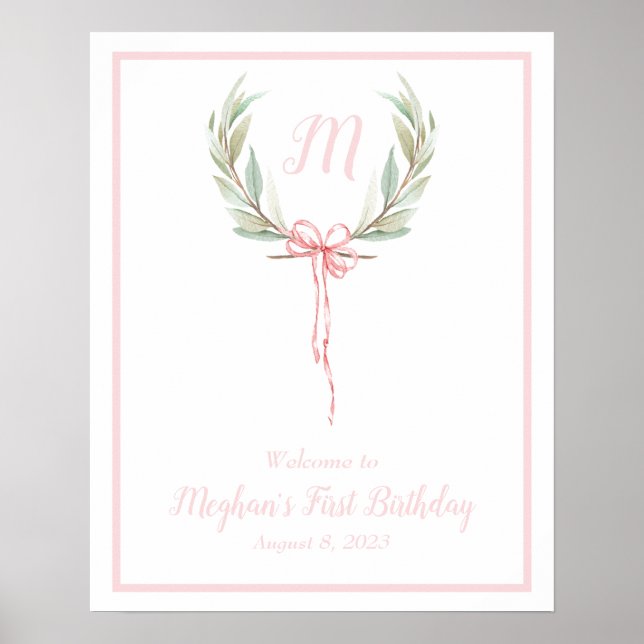 Poster Sinal de Boas-vindas da rosa claro Classic Laurel  (Frente)