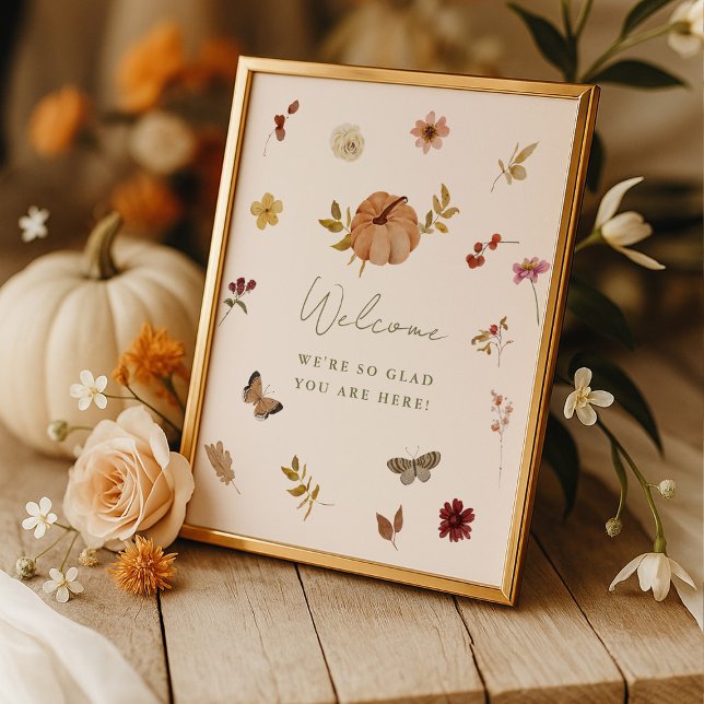 Poster Sinal de boas-vindas da Rua Fall Pumpkin Bridal (Criador carregado)