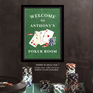 Poster Sinal de Boas-vindas da Sala de Poker Personalizad