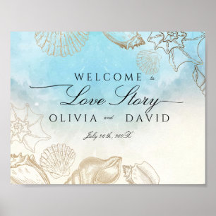 Poster Sinal de boas-vindas da Sea Weding Summer Ocean Be