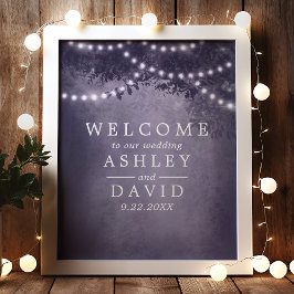 Poster Sinal de Boas-Vindas das Luzes de Árvore Rústica R