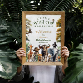 Poster Sinal de boas-vindas de animais selvagens Safari